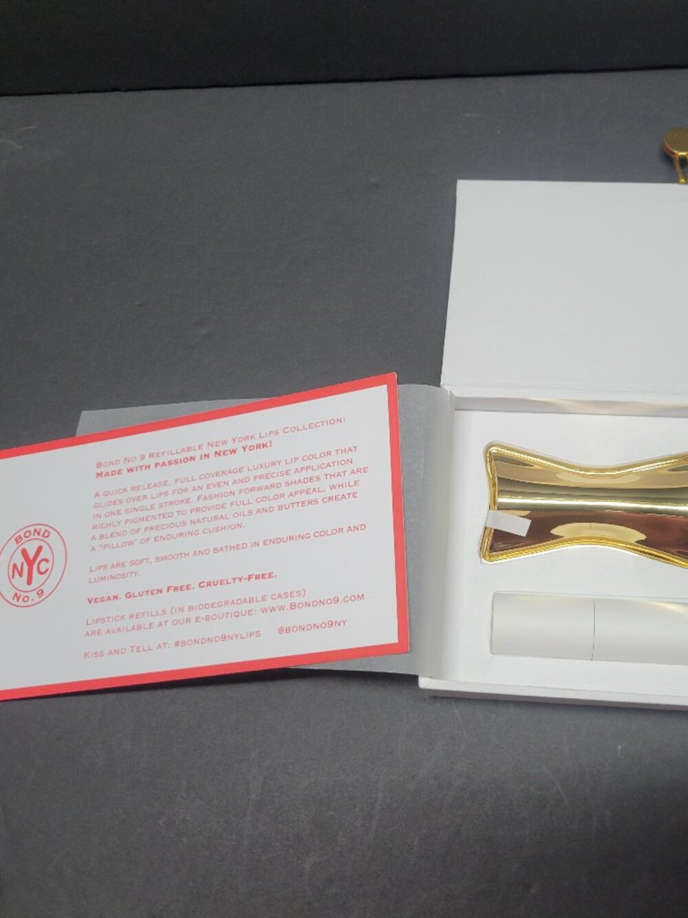 Bond No. 9 New York 2 Pc NOLITA Refillable Lipstick Set w/ Gold Case